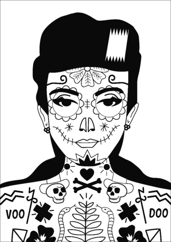 Voodoo Girl Coloring Page